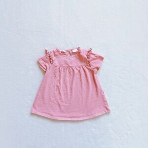 5/$18 Zara Baby Girl Pink Ruffle Flutter Sleeve Blouse Top Casual Summer 18-24M